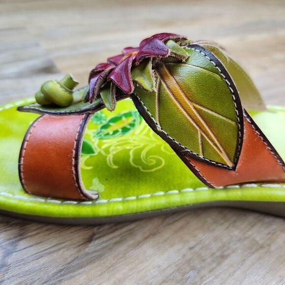 🦄Via Veneto Maui Open Toe Leather Sandals Size 7 - Picture 4 of 9